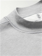 Brunello Cucinelli - Logo-Print Silk-Blend T-Shirt - Gray