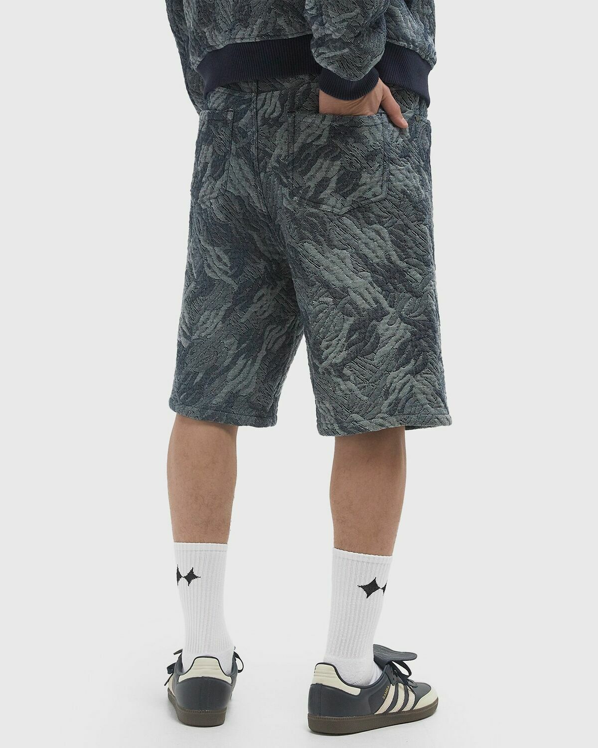 Daily Paper Camo monogram jeans shorts Blue Mens Casual Short