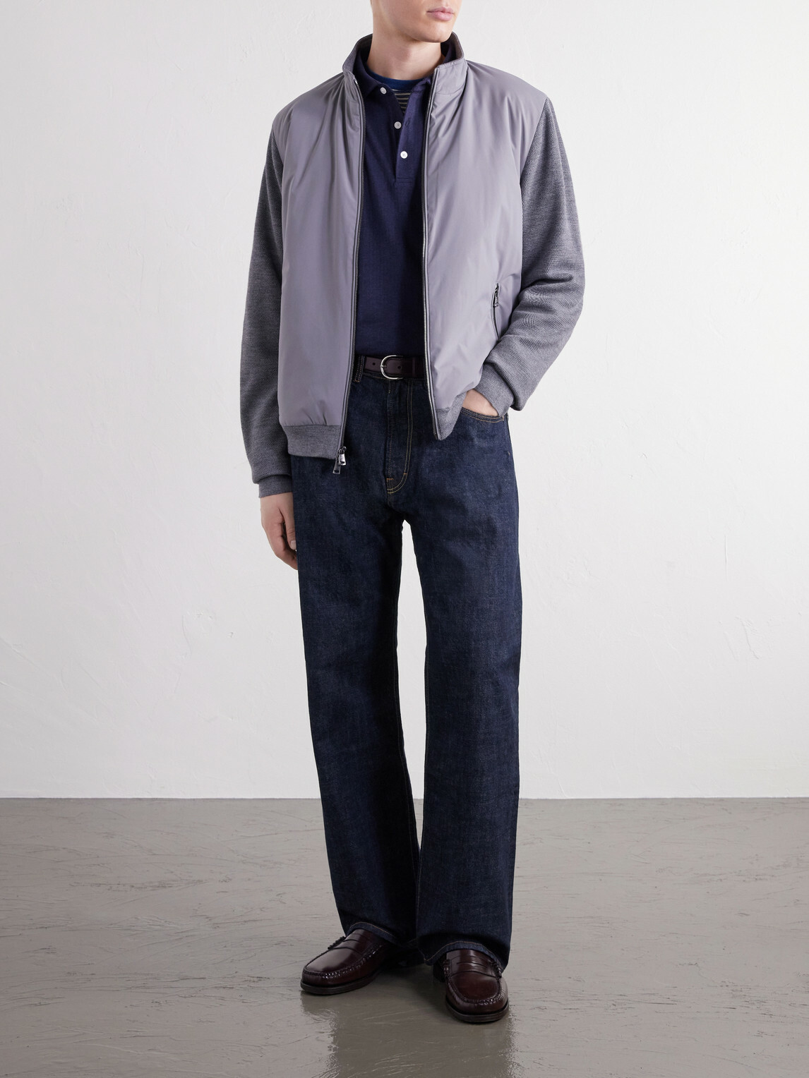 Peter Millar - Solarspun Waffle Knit-Trimmed Shell Jacket - Gray