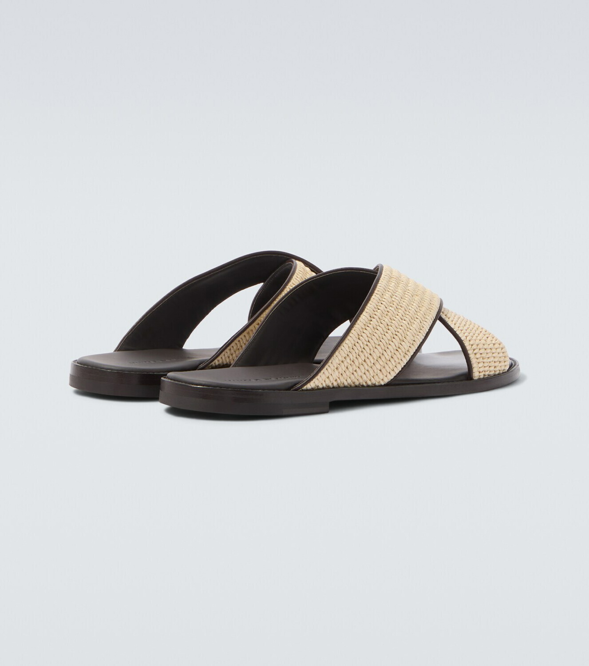 Manolo Blahnik Otawi leather-trimmed raffia sandals
