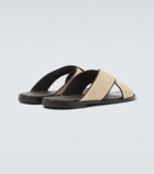 Manolo Blahnik Otawi leather-trimmed raffia sandals