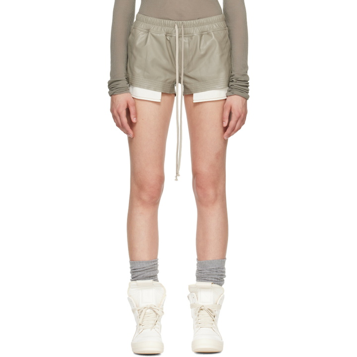 Photo: Rick Owens Taupe Tower Fog Boxer Leather Shorts