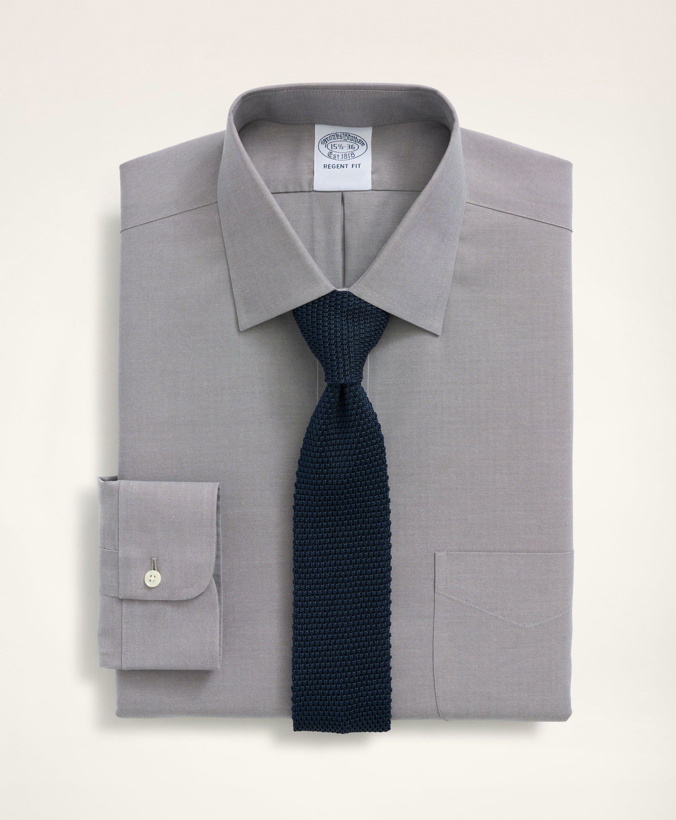 Photo: Brooks Brothers Men's Stretch Regent Regular-Fit Dress Shirt, Non-Iron Pinpoint Ainsley Collar | Grey