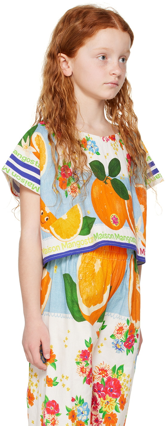 Maison Mangostan Kids Multicolor Oranges Scarf Top
