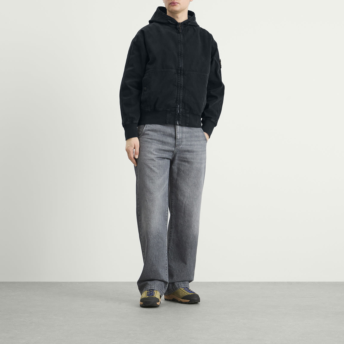 Stone Island Men's Panama Cotton Old Effect Hooded Jacket in Navy