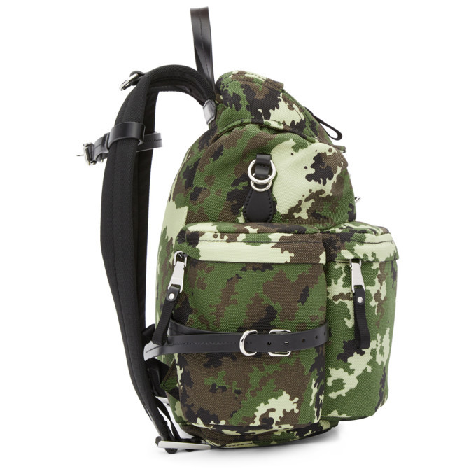 Miu Miu Green Camo Leather and Cordura Backpack Miu Miu