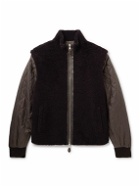 Purdey - Convertible Leather-Trimmed Wool-Bouclé and Shell Jacket - Black