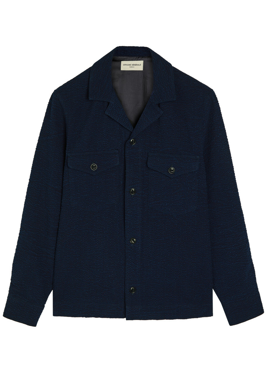 Officine Générale Jean-baptiste Seersucker Jacket Navy