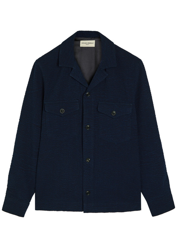 Photo: Officine Générale Jean-baptiste Seersucker Jacket Navy