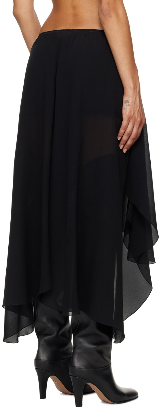 Chloé Black Asymmetric Hem Midi Skirt