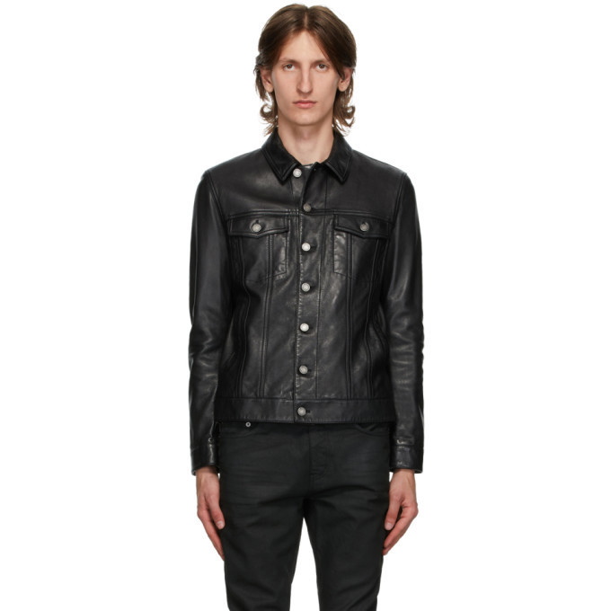 Saint Laurent Panelled-yoke Leather Jacket Mens Black