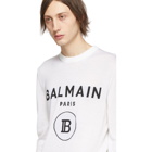 Balmain White Wool Logo Sweater