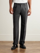 Thom Sweeney - Straight-Leg Pleated Wool-Blend Flannel Trousers - Gray
