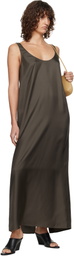 Róhe Brown Silk Scoop-Neck Maxi Dress