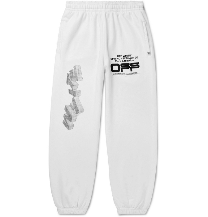 Photo: Off-White - Logo-Print Loopback Cotton-Jersey Sweatpants - White
