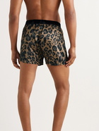 TOM FORD - Velvet-Trimmed Leopard-Print Silk-Satin Boxer Briefs - Brown