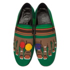 Loewe Green Embroidered Toes Slippers