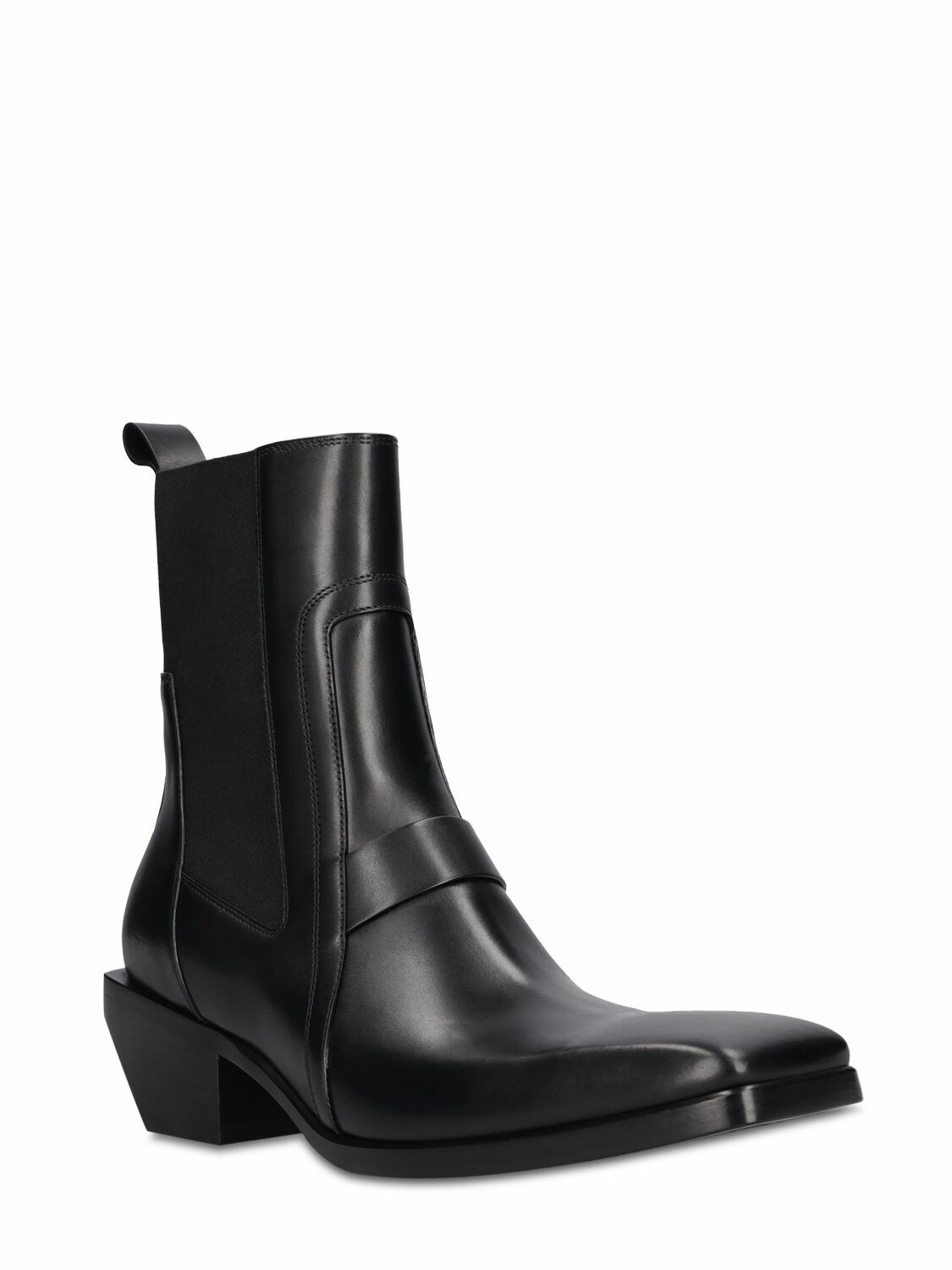 RICK OWENS - Heeled Sliver Leather Ankle Boots Rick Owens