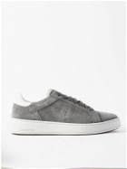 J.M. Weston - Leather-Trimmed Suede Sneakers - Gray