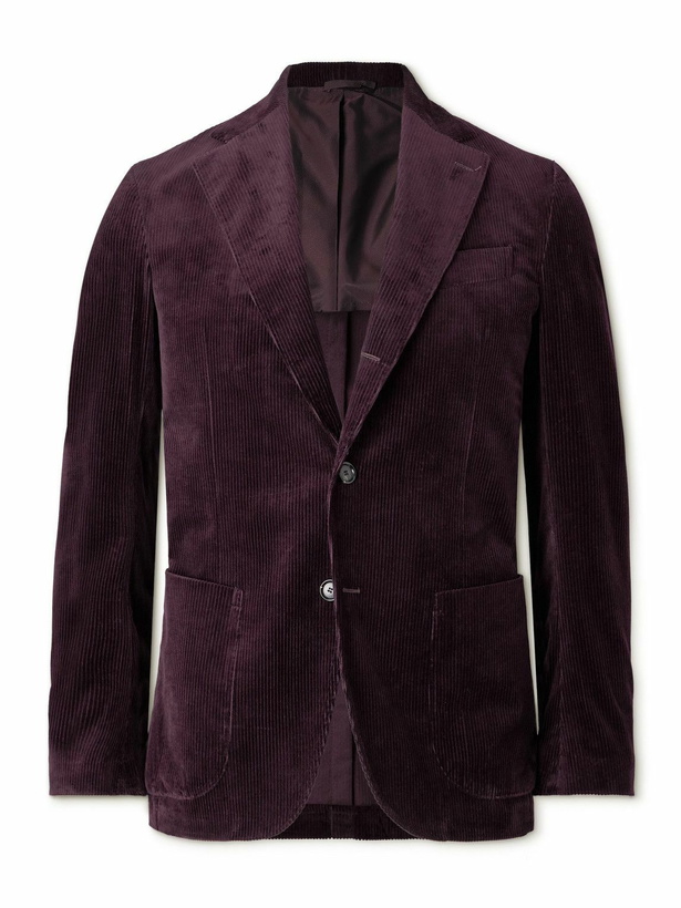 Photo: De Petrillo - Posillipo Slim-Fit Cotton-Blend Corduroy Suit Jacket - Burgundy
