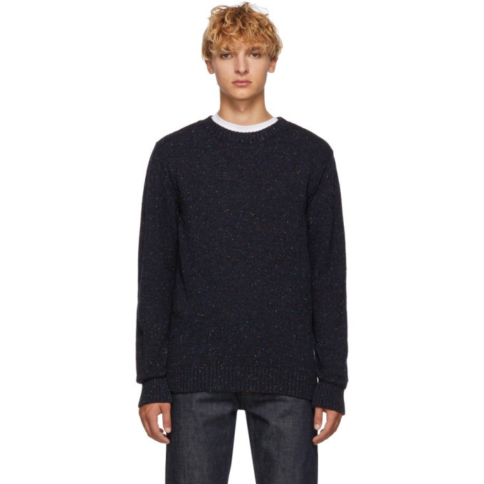 Photo: A.P.C. Navy Marled Wool Sweater