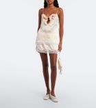 Magda Butrym Lace-trimmed silk satin miniskirt