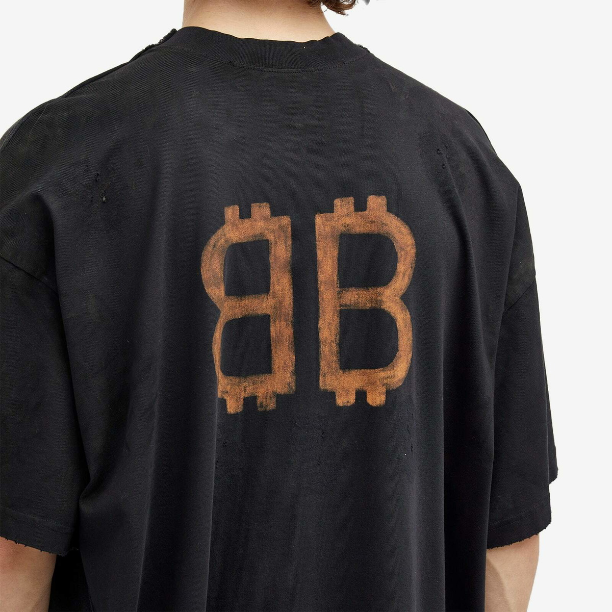 Balenciaga Men's Double Front T-Shirt in Wash Black Balenciaga