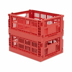 HAY Mini Recycled Colour Crate - Set of 2 in Red 