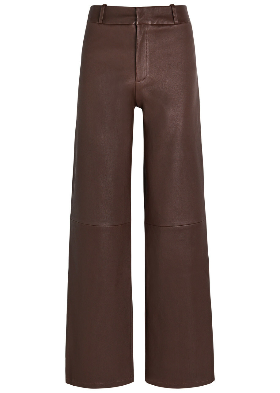 Arma Marina Wide-leg Leather Trousers Brown