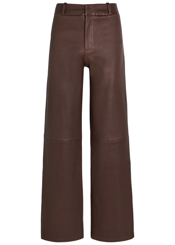 Photo: Arma Marina Wide-leg Leather Trousers Brown
