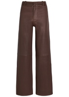 Arma Marina Wide-leg Leather Trousers Brown