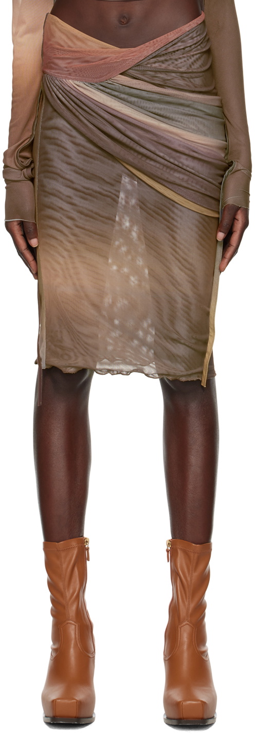Jade Cropper Brown Draped Midi Skirt