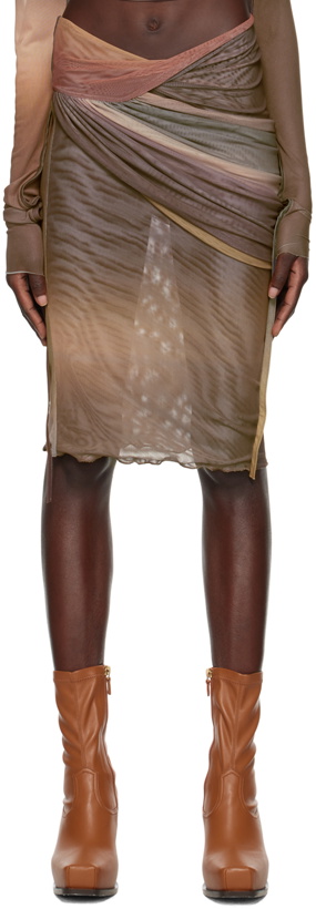 Photo: Jade Cropper Brown Draped Midi Skirt