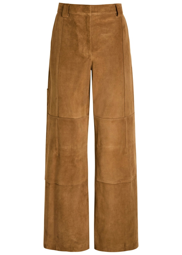 Photo: Tory Burch Panelled Suede Trousers Tan