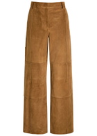 Tory Burch Panelled Suede Trousers Tan