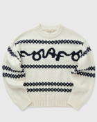 ØLÅF SIGNATURE JACQUARD CREWNECK KNIT White Womens Pullover
