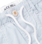 Alex Mill - Striped Cotton-Blend Drawstring Shorts - Blue