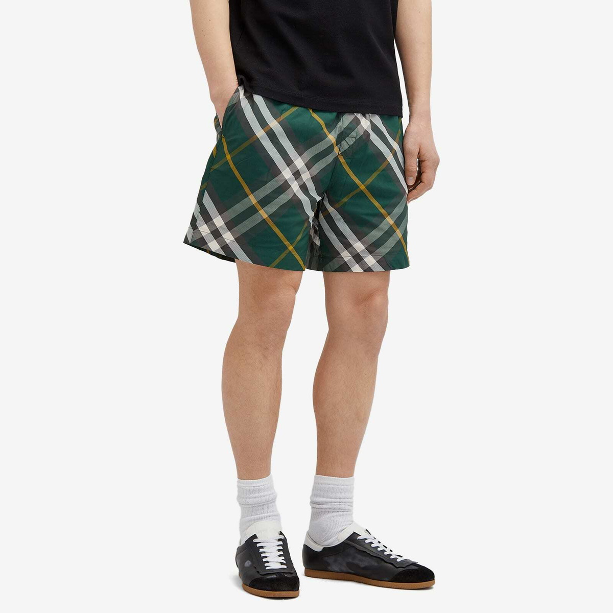 Burberry Men's EKD Logo Check Swim Shorts in Ivy Check Burberry
