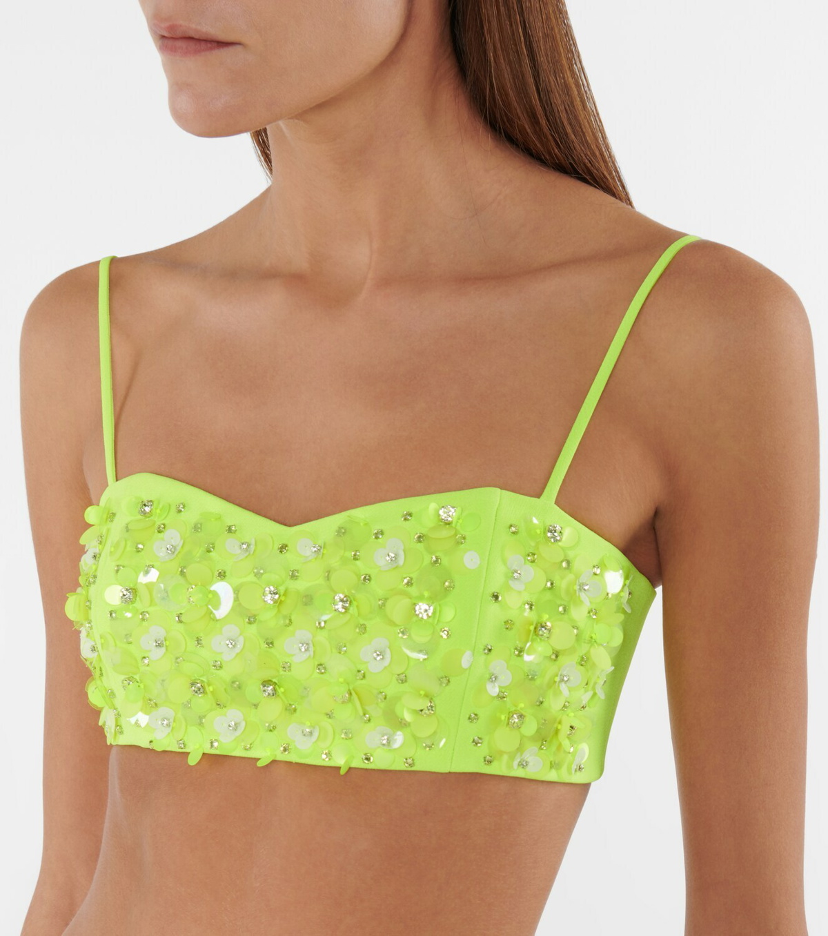 David Koma Sequined stretch-cady bralette David Koma