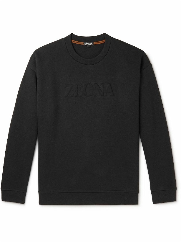 Photo: Zegna - Logo-Embossed Cotton-Blend Jersey Sweatshirt - Black