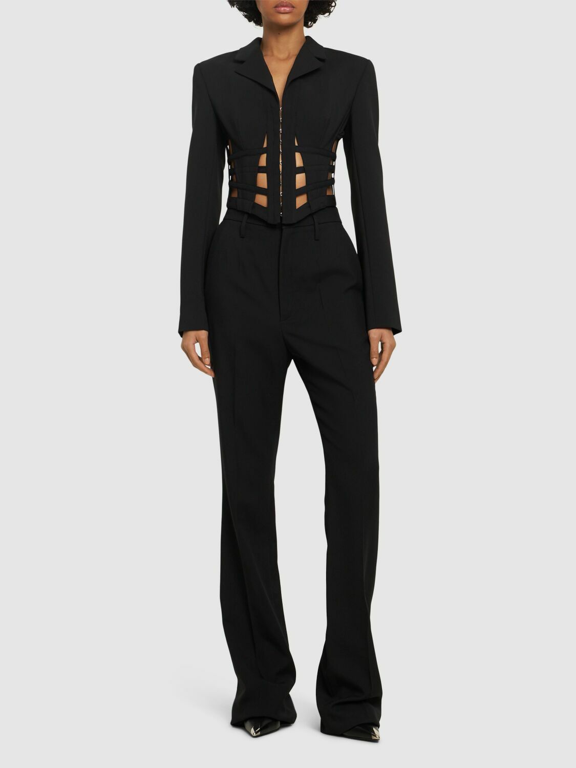 DION LEE - Wool Blend Corset Cut Out Blazer