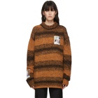 Raf Simons Orange Wool Striped Polaroid Sweater