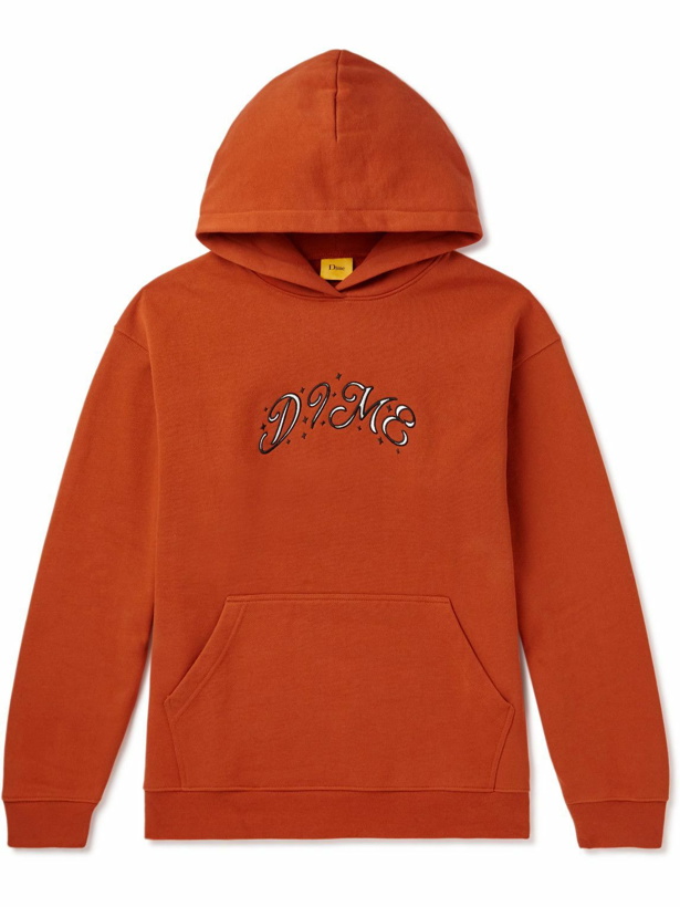 Photo: DIME - Sparkle Logo-Embroidered Cotton-Jersey Hoodie - Orange