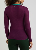 Chloe Ribbed Semi-sheer Wool Jumper Purple