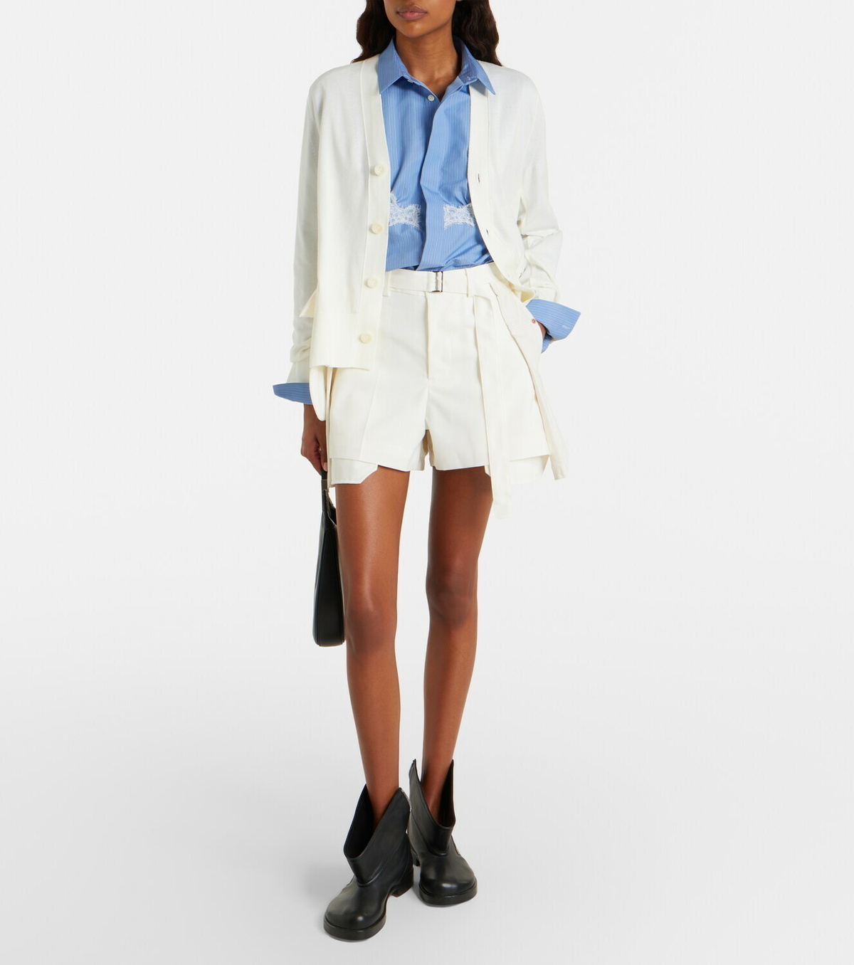 Sacai Paneled denim shorts