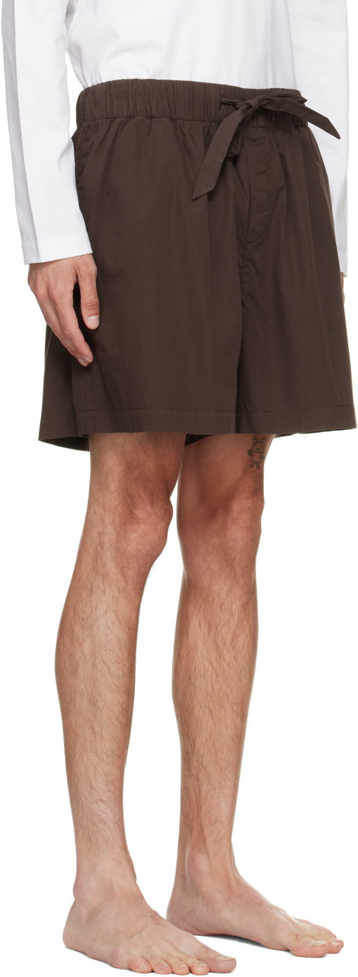 Tekla Brown Poplin Pyjama Shorts