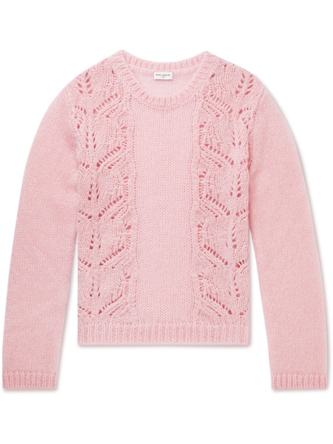 SAINT LAURENT - Cable-Knit Mohair, Cashmere and Silk-Blend Sweater