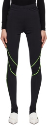 Pushbutton Black Contrast Stitch Leggings