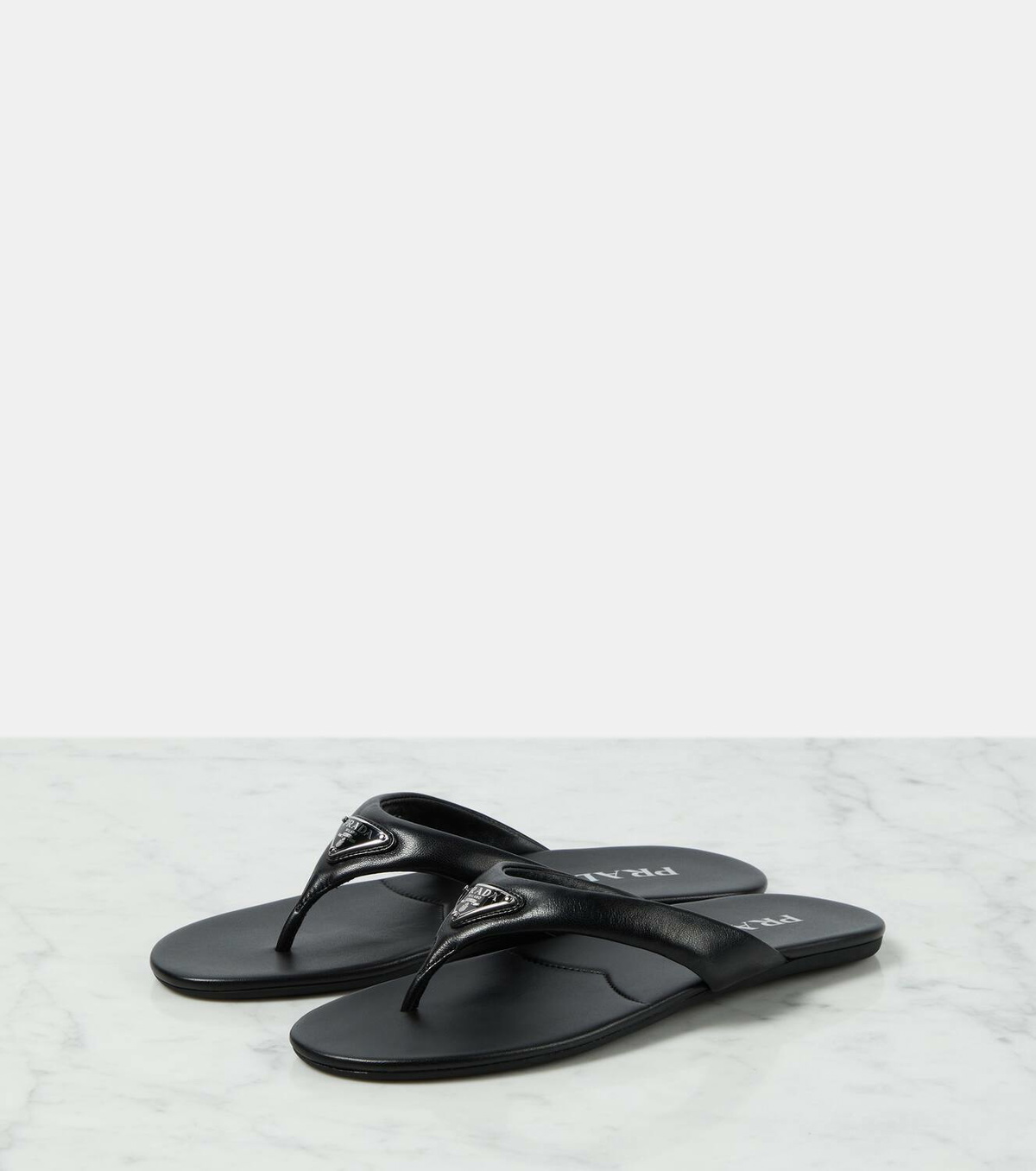 Prada Logo padded leather thong sandals Prada
