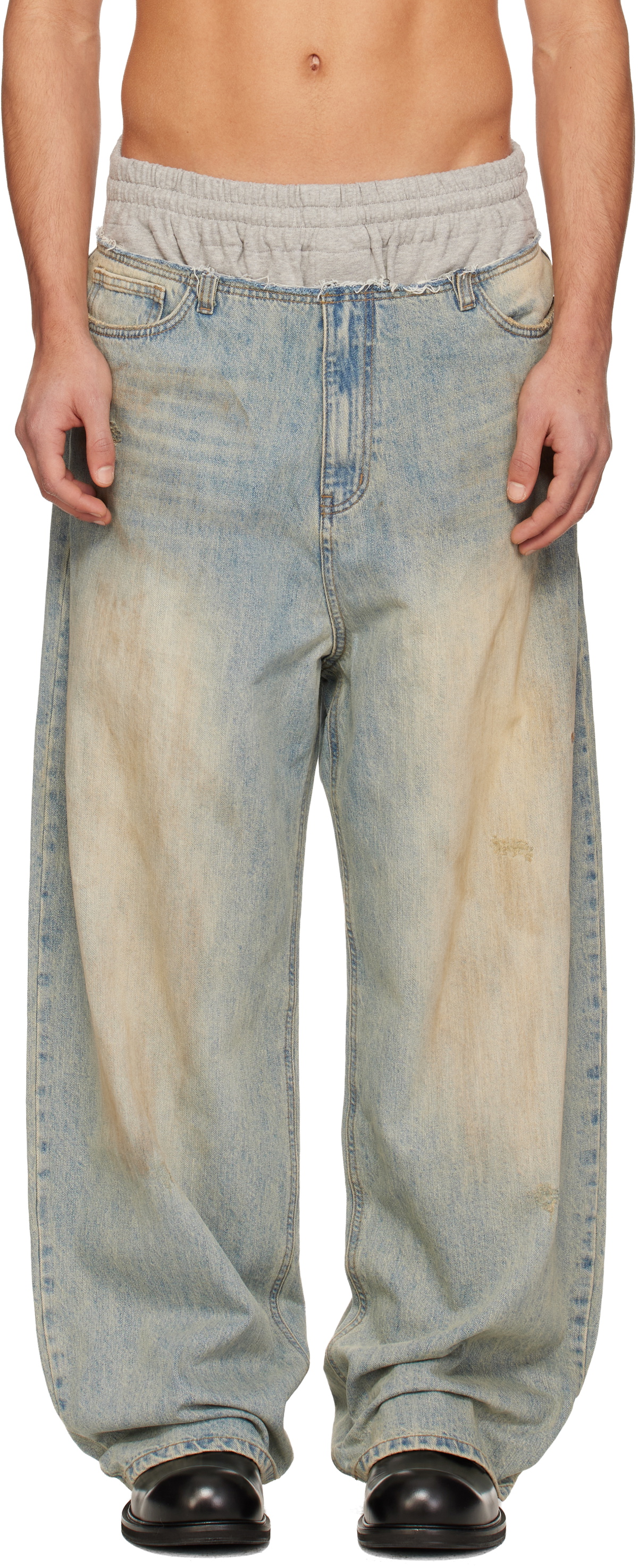 We11done Blue Layered Jeans